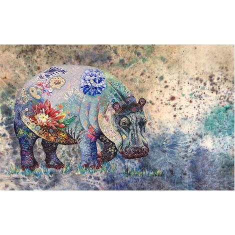 Colored Hippo 5D DIY Diamond Painting