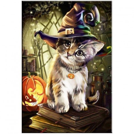 Halloween Scarycat 5D DIY Paint By Diamond Kit