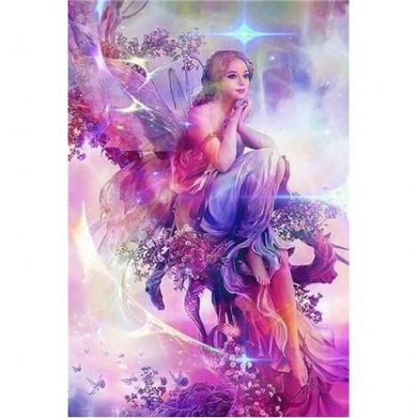 Purple Beautiful Fairy 5D DIY Paint By Diamond Kit