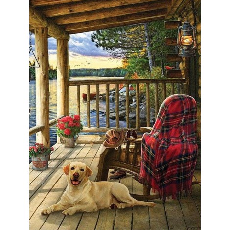 Dog In Cabin 5D DIY Paint By Diamond Kit