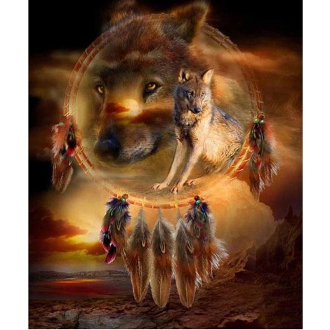 Dreamcatcher Wolves 5D DIY Paint By Diamond Kit