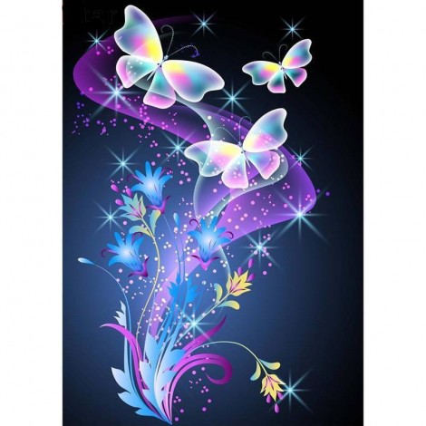 Flower & butterfly 5D DIY Paint By Diamond Kit