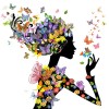 Flowers And Butterfly Girl 5D DIY Paint By Diamond Kit