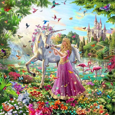 Unicorn & Princess 5D DIY Paint By Diamond Kit