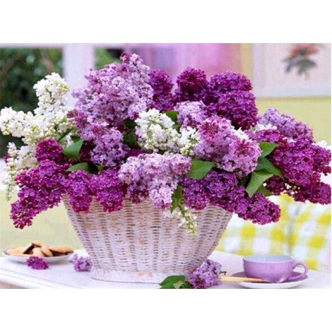 Purple Flowers 5D DIY Paint By Diamond Kit