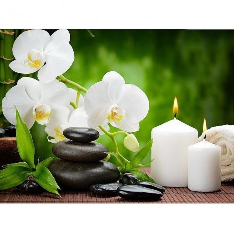 Orchid Candles Stones 5D DIY Diamond Painting