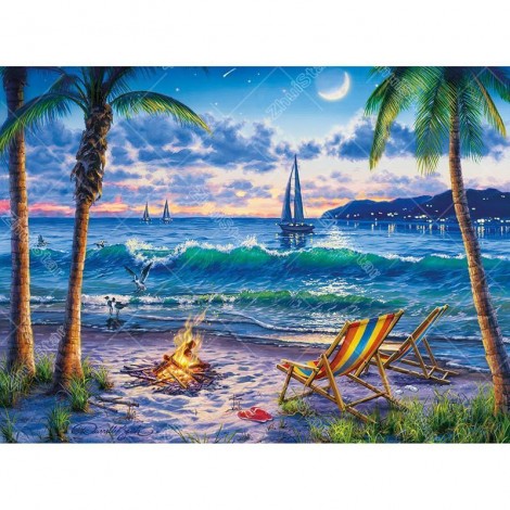 Night Beach 5D DIY Paint By Diamond Kit