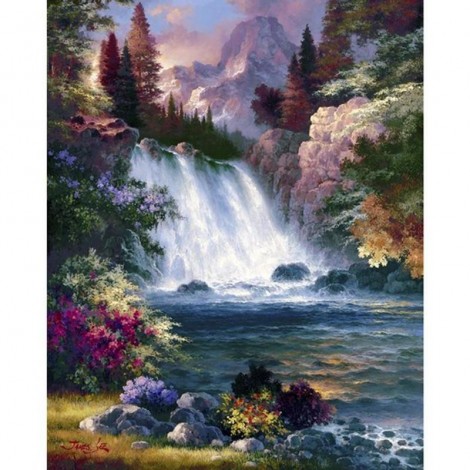 Forest Waterfall 5D DIY Paint By Diamond Kit