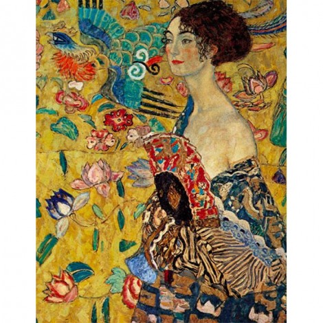 Lady With Fan, Gustav Klimt  5D DIY Paint By Diamond Kit