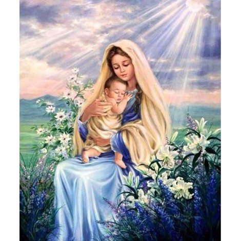 Mother Mary & Baby Jesus 5D DIY Paint By Diamond Kit