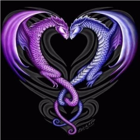 Purple Dragon Heart 5D DIY Paint By Diamond Kit