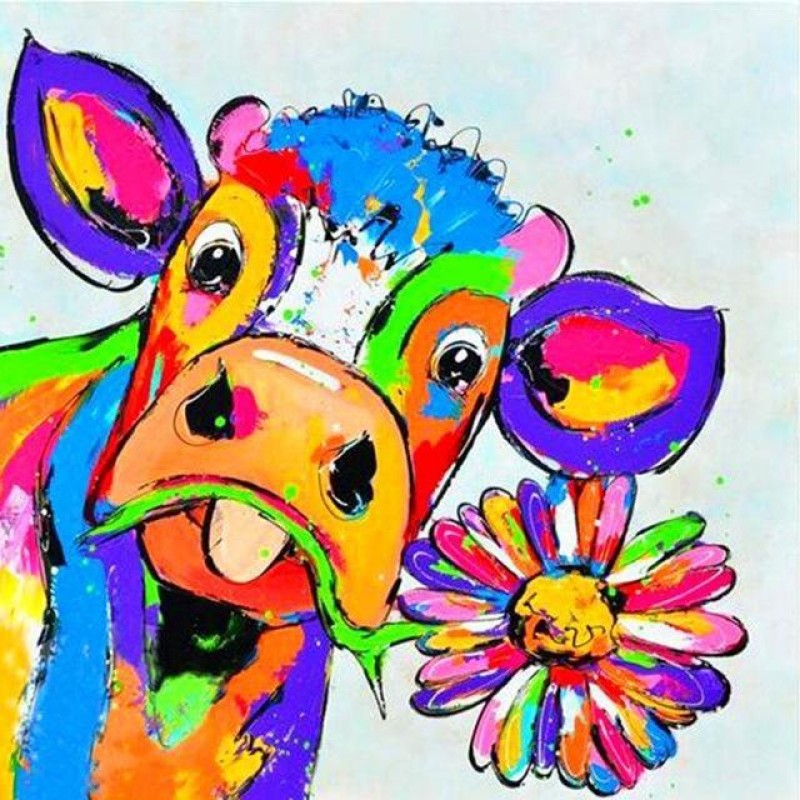 Colorful Cow With Fl...