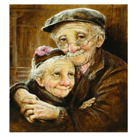 Cute Grandfather & Grandmother 5D DIY Paint By Diamond Kit