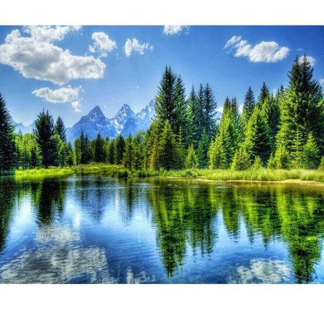 Forest Lake Landscape  5D DIY Paint By Diamond Kit