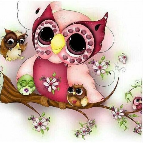 Cute Mother Owl With Babies 5D DIY Paint By Diamond Kit