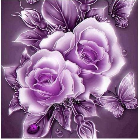 Flowers In Purple 5D DIY Paint By Diamond Kit