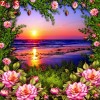 Flower Beach and Sunset 5D DIY Paint By Diamond Kit