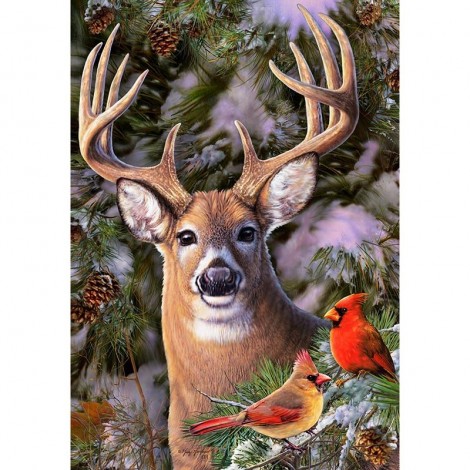 Deer & Birds 5D DIY Paint By Diamond Kit