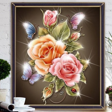 Glittery Roses 5D DIY Paint By Diamond Kit