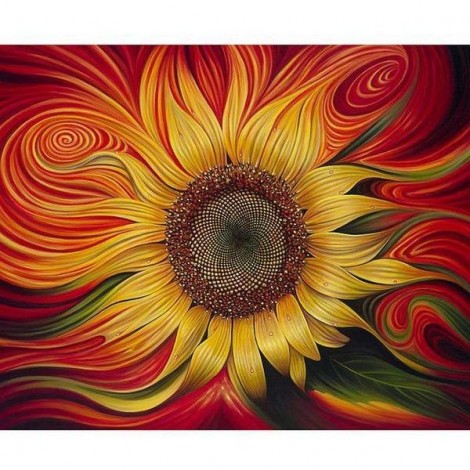 Flaming Sunflower 5D DIY Paint By Diamond Kit