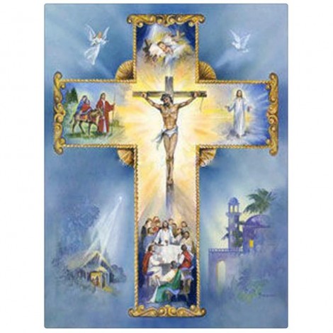 Crystal Angel and Jesus Cross Stitch 5D DIY Paint By Diamond Kit