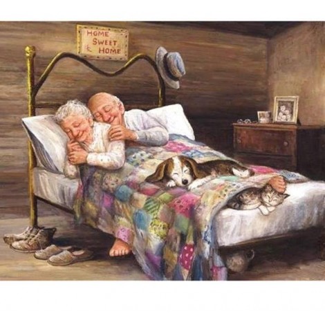 Happy Old Couple 5D DIY Paint By Diamond Kit