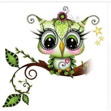 Green Owl 5D DIY Paint By Diamond Kit