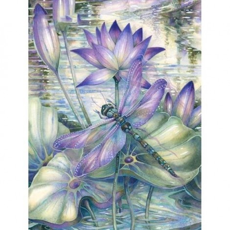 Purple Dragonfly 5D DIY Paint By Diamond Kit