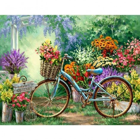 Flowers And Bicycles 5D DIY Paint By Diamond Kit